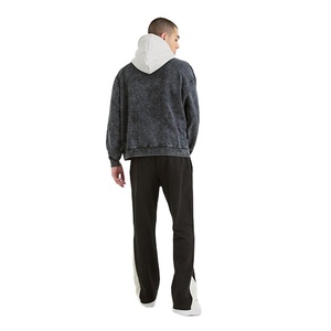 Nouveau lavage à l'acide de haute qualité hiver chaud coton/polaire lavable vêtements de mode plaine coupe régulière respirant sweats à capuche pour hommes - Product Image 3