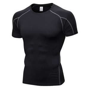 Customize Black Color Half Sleeve Rash Guard <b>Poly</b>-Spandex <b>Mens</b> Compression <b>T</b>-<b>Shirt</b> Quick-Dry Gym Performance - Product Image 1