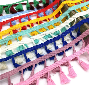 2 Yards de ruban à franges à pompons pour la couture de vêtements de scène Rideau décoratif en gros 5yards/lot de perles à glands - Product Image 1