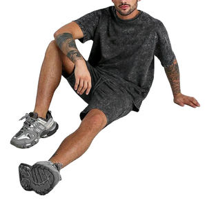 NUEVO Conjunto Deportivo Informal de Verano con Lavado Ácido, Conjunto de 2 Piezas de Alta Resistencia, 100% Algodón Tejido, Color Personalizado para Hombre - Product Image 2
