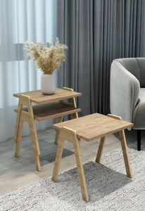 3-Piece <b>Nesting</b> <b>Table</b> Set Modern Stackable Side <b>Tables</b> Wooden - Product Image 6