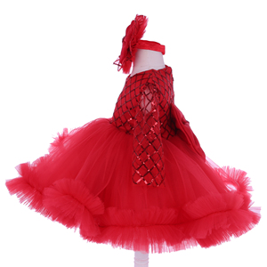 Vestido de Gasa con Encaje de Alta Calidad para Niñas, Diseño Floral Moderno, para Bodas/Fiestas de Cumpleaños de Recién Nacidos, Primavera - Product Image 4