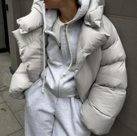 Penjualan terlaris jaket Puffer wanita musim dingin kustom mantel jaket bulu angsa tambal sulam tebal