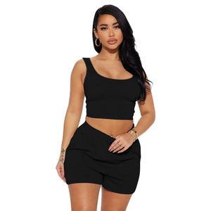 2024 conjuntos de pantalones cortos personalizados para mujer, Top corto de verano, conjunto corto de 2 piezas para mujer, ropa, traje de entrenamiento, Top y conjunto corto de 2 piezas - Product Image 4