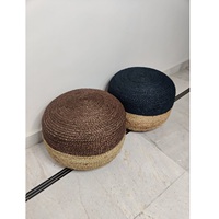 Poufs de Hall Extérieur pour Maison Européenne et Américaine Moderne Poufs de Jute en Macramé Pouf de Jute Tabouret de Travail Tricoté Rond Chambre à coucher Salon
