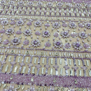 Lilac Blossom AZIZA FASHION DREAM Luxury <b>Fabric</b> Hand Embroidered 100% Polyester Lace Woven Jacquard Floral Pattern - Product Image 1