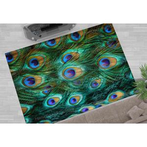 Colorful Peacock Feather Printed <b>Rug</b>, <b>Non</b> <b>Slip</b>, Perfect for Front Door & <b>Kitchen</b>,Nonwoven Thin <b>Rug</b> - Product Image 3