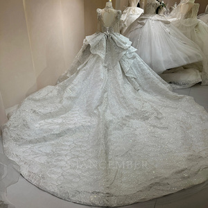 Dw0184 Precioso Vestido de Novia Brillante con Adornos de Cuentas y Cola Larga, Vestido de Novia de Lujo con Cuentas Jancemebr - Product Image 2