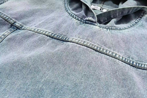 Logo imprimé personnalisé sans ficelle lavage à l'acide Denim sweat à capuche en coton épais design streetwear surdimensionné hommes sweat à capuche - Product Image 5