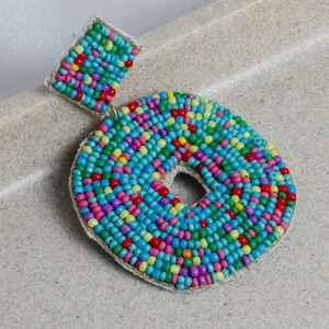 Boucles d'oreilles en perles Boho avec frange en cascade andy design turquoise, cadeau de bijoux unique - Product Image 3