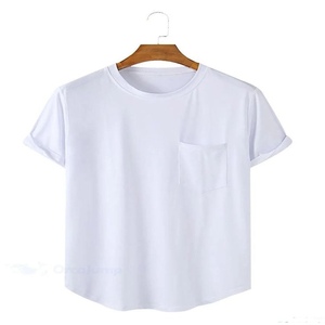 Camiseta de algodón cardado supersuave al por mayor para hombre, camiseta en blanco con estampado frontal personalizado informal de manga corta y cuello redondo de talla grande - Product Image 6