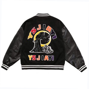 2025 OEM ผ้าแคนวาสสีดำสั่งทำปักลายกำมะหยี่ขนแกะกันลมเป็นมิตรกับสิ่งแวดล้อมฤดูหนาวเบสบอลตัวแทนบอมเบอร์เลตเตอร์ - Product Image 5