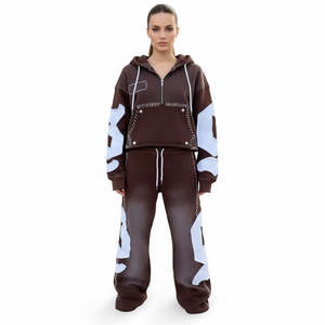 ชุดวอร์มแบบมีฮู้ดและกางเกงขายาวสั่งทำคุณภาพสูง ผ้าฝ้ายหนานุ่ม 450-500 แกรม ผ้าฟลีซทรงโอเวอร์ไซส์ สำหรับทุกเพศ - Product Image 5