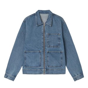 แจ็กเก็ตผ้ายีนส์สำหรับผู้ชายตามสั่งสไตล์ฮิปฮอปสีฟ้าแบบลำลองมีซิประบายอากาศได้ดีเป็นมิตรกับสิ่งแวดล้อมฤดูใบไม้ร่วง - Product Image 1