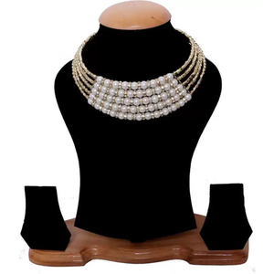 Pulsera y brazalete de perlas blancas Moti Layer - Product Image 2