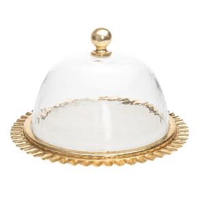 Support à gâteau en métal luxueux avec dôme en verre, conçu pour une présentation élégante de table et des occasions spéciales - Product Image 6