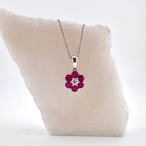 Natural Pink Hydro Pendant Necklace Gold Rhodium 925 Silver <b>Flower</b> <b>Shape</b> Bezel Setting Vintage Aqua Chalcedony Unisex Jewelry - Product Image 1