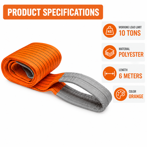 Eslinga de cincha de poliéster de 10 toneladas con ojales, 250 mm x 10 m, de alta resistencia, con ojales reforzados, exportador de fábrica de Vietnam - Product Image 4