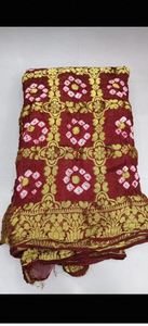 Elegante Sari Bandhej de Seda con Arte Étnico, Clásico Sari Bandhani de Seda con Arte, al Mejor Precio del Fabricante de la India - Product Image 4