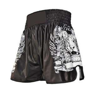 Short de boxe pour hommes, short d'entraînement Muay Thai à séchage rapide et à haute élasticité, tissu doux au toucher avec design à fente haute - Product Image 5