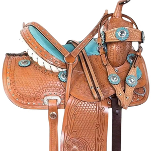 Ensemble de selle de cheval anglais international KGN de haute qualité en cuir durable Logo personnalisé en fibre de verre/course de baril d'arbre en bois - Product Image 1