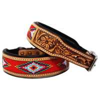 Collar de cuero para perro con cuentas hechas a mano, acolchado suave, premium, cómodo, elegante, ajustable, de cuero genuino, hecho a mano.