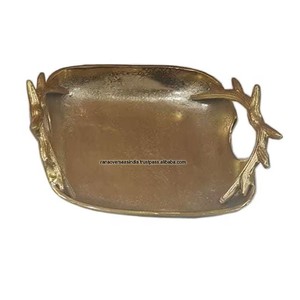 Plateau de service décoratif en aluminium avec poignée, élégant pour le thé, le café, les collations, idéal pour la maison, la table à manger, la cuisine et les fêtes - Product Image 4