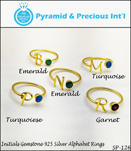 Anillos con alfabeto de piedras preciosas turquesas iniciales, anillos de moda con alfabeto en forma de M vermeil dorado para mujer, ropa informal - Product Image 2