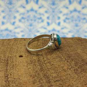 Gorgeous 925 Sterling Silver Bohemian <b>Ring</b> <b>Dainty</b> Oval Cut Howlite Turquoise Gemstone Bezel Setting Lightweight for Parties - Product Image 2