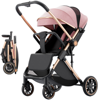 Poussette de voyage légère pliée à une main Poussette landau pour bébé ultra-compacte à deux voies