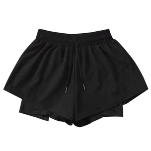 Pantalones cortos de cintura alta con bolsillos de doble capa para mujer Pantalones cortos de verano para gimnasio para mujer - Product Image 4