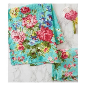 Servilletas de tela grande con estampado Floral, trapos de algodón con tejido de gofres, absorbente ultrasuave, 45x65cm, plato de cocina, toalla de mano - Product Image 4