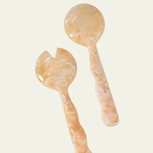 Nouveauté : Ensemble de service à salade en résine, cuillère et fourchette en acrylique crème, vaisselle de cuisine, outil de traiteur, tendance, fournitures de service en stock - Product Image 1