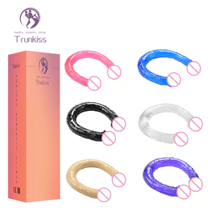 Venta caliente consolador de silicona de doble cabeza producto sexual para adultos Manual <span class=keywords><strong>Vagina</strong></span> femenina Anal Consolador de masturbación de estimulación Dual - Product Image 1