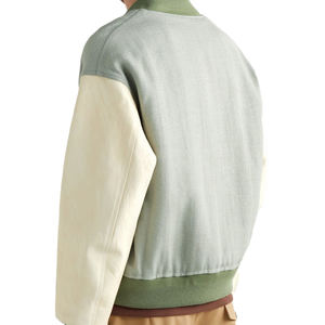 Hombres manga de cuero Color Block logotipo personalizado bordado y parche diseño Stain Bomber Jacket hombres moda de invierno 2025 - Product Image 2