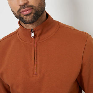 เสื้อสเวตเตอร์มีซิปสำหรับผู้ชายเสื้อขนแกะคอกลมผ้าฝ้าย100% ปรับขนาดได้ใส่ได้ทั้งชายและหญิงโลโก้ OEM - Product Image 2