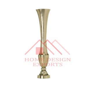 Florero de trompeta dorado superventas 2025, jarrón de suelo, centro de mesa de boda de Metal hecho a mano y decoración de jardín, último diseño - Product Image 3