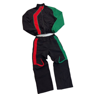 Conjuntos Cortavientos Estilo Cut and Sew 2025, Nuevos Chándales Negros de Algodón con Bolsillos Cargo de Nailon Arrugado Personalizados para Hombre - Product Image 2