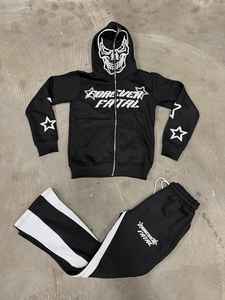 Personalizado al por mayor para hombre Joggers y Sudadera con capucha conjunto de dos piezas cremallera completa Sudadera con capucha Trajes Set Hombres Gimnasio Entrenamiento Zip up Hoodies Set - Product Image 5