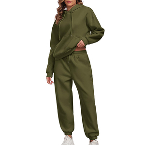 Meilleure vente en gros ensemble de survêtements solides décontractés 2 pièces pour femmes survêtement d'automne en coton personnalisé prêt à expédier - Product Image 4