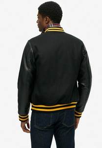 แจ็กเก็ตขนสัตว์ปักลายสำหรับผู้ชาย, แจ็กเก็ตทีมเบสบอลที่มีแขนหนังดีไซน์อเมริกันสำหรับผู้ชาย - Product Image 2