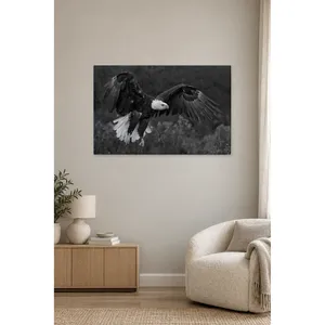 Impression sur toile Fida d'un aigle chauve coulissant en noir et blanc - Product Image 2