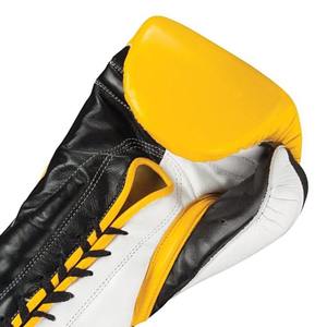 Gants de boxe noirs pour adultes-Design professionnel à lacets avec logo personnalisé-Matériau en cuir véritable - Product Image 3