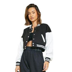 2026 <b>Women's</b> Custom Sports Varsity <b>Jackets</b> Fashion Crop Varsity <b>Jackets</b> <b>for</b> <b>Women</b> Athletic Wear Baseball <b>Jackets</b> Low MOQ OEM - Product Image 1