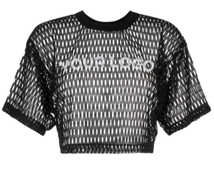 Camiseta de malla Sexy para chicas con logotipo personalizado de alta calidad, camiseta de gran tamaño Boxy Street Wear, camiseta de Hip Hop, camiseta de malla para mujer - Product Image 5