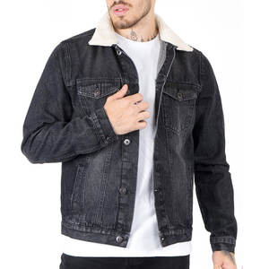 Veste en jean de haute qualité veste en jean décontracté de couleur unie bouton couvert veste d'hiver pour hommes - Product Image 4