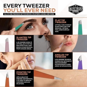 Juego de Pinzas para Cejas con Tijeras y Cepillo, Punta Puntiaguda de Acero Inoxidable, Reutilizables, Estilo Moderno, para el Cuidado de las Cejas, Cuidado Personal - Product Image 3