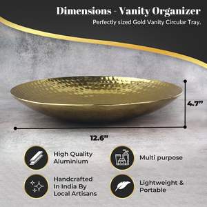 Premium 12'' <b>Round</b> Hammered Gold Eco-Friendly Handmade Durable Serving Platter & Cluster Tray for Dry Foods Parties Entertaining - Product Image 2