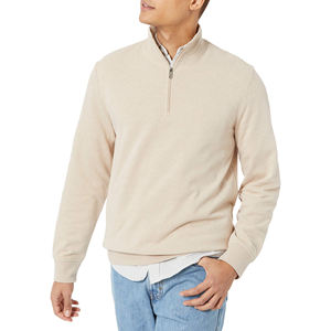 Sweat-shirt à col montant zippé quart de tour, coupe classique, épaules matelassées, manches longues, pull élégant et classique - Product Image 3