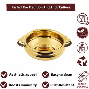 Urli en laiton de qualité supérieure avec poignée, idéal pour la décoration intérieure, la décoration de mariage, les fêtes, les pooja et l'intérieur traditionnel indien - Product Image 3